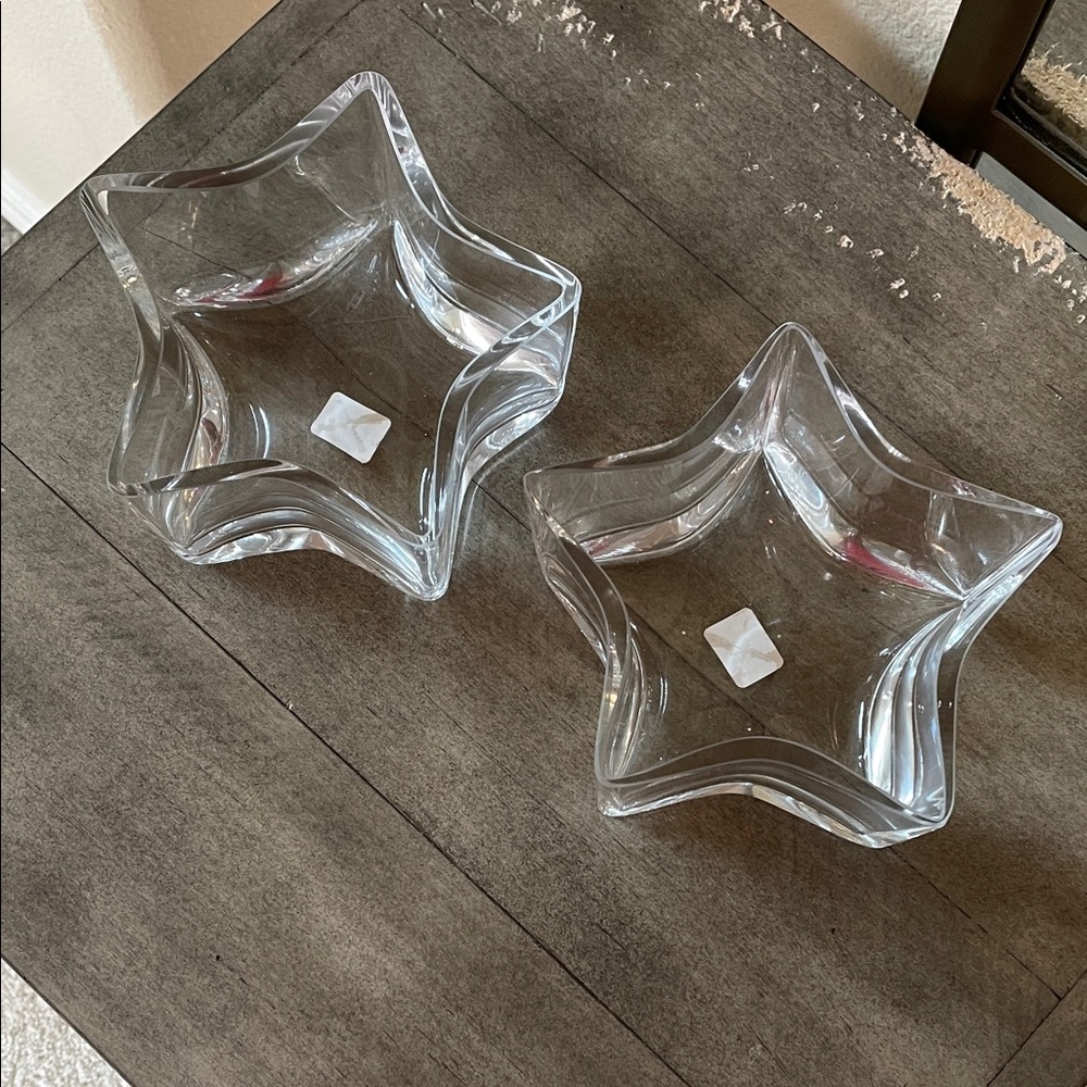 Crate and Barrel Star-Shaped Glass Bowls - set of 2